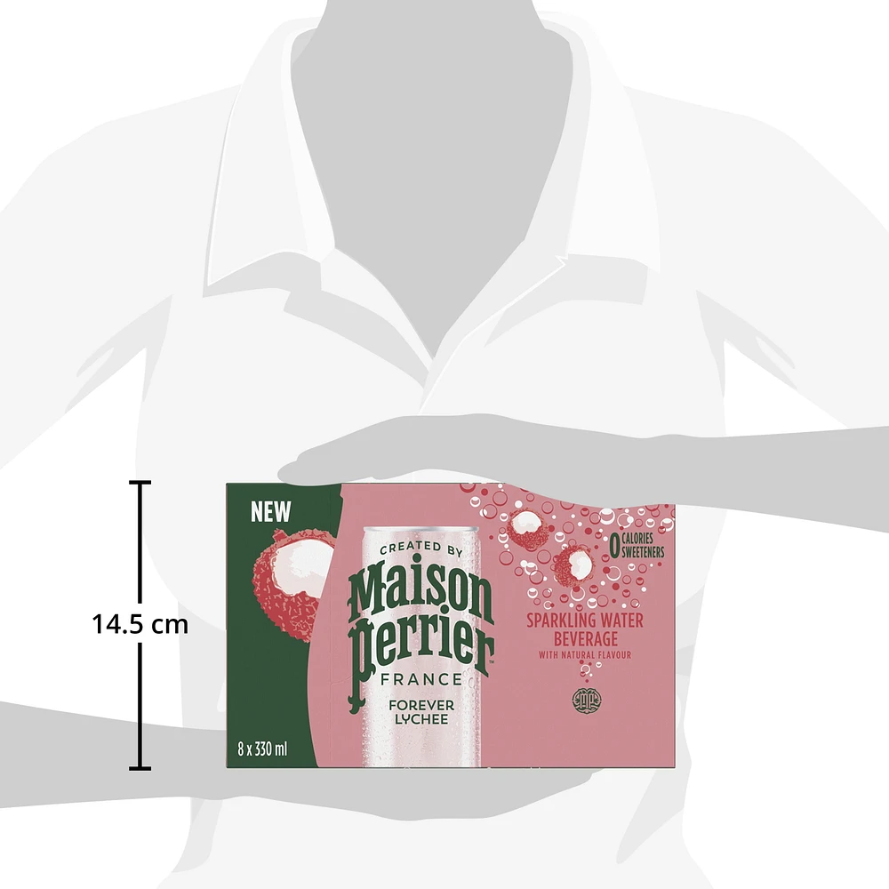 Maison Perrier Forever Lychee, Sparkling Water Beverage, Natural Lychee Flavour, No Calories, No Sweeteners, No Sodium, Sourced & Bottled In France, 2.6 L