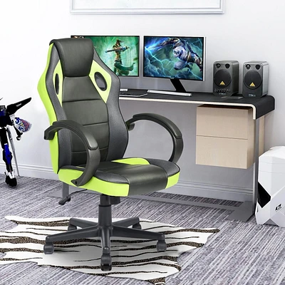 Homylin Chaise de jeu en similicuir avec dossier haut, pivotante, à roulettes, style racing, chaise de bureau exécutive, chaise de jeu vidéo réglable