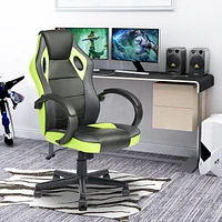 Homylin Chaise de jeu en similicuir avec dossier haut, pivotante, à roulettes, style racing, chaise de bureau exécutive, chaise de jeu vidéo réglable