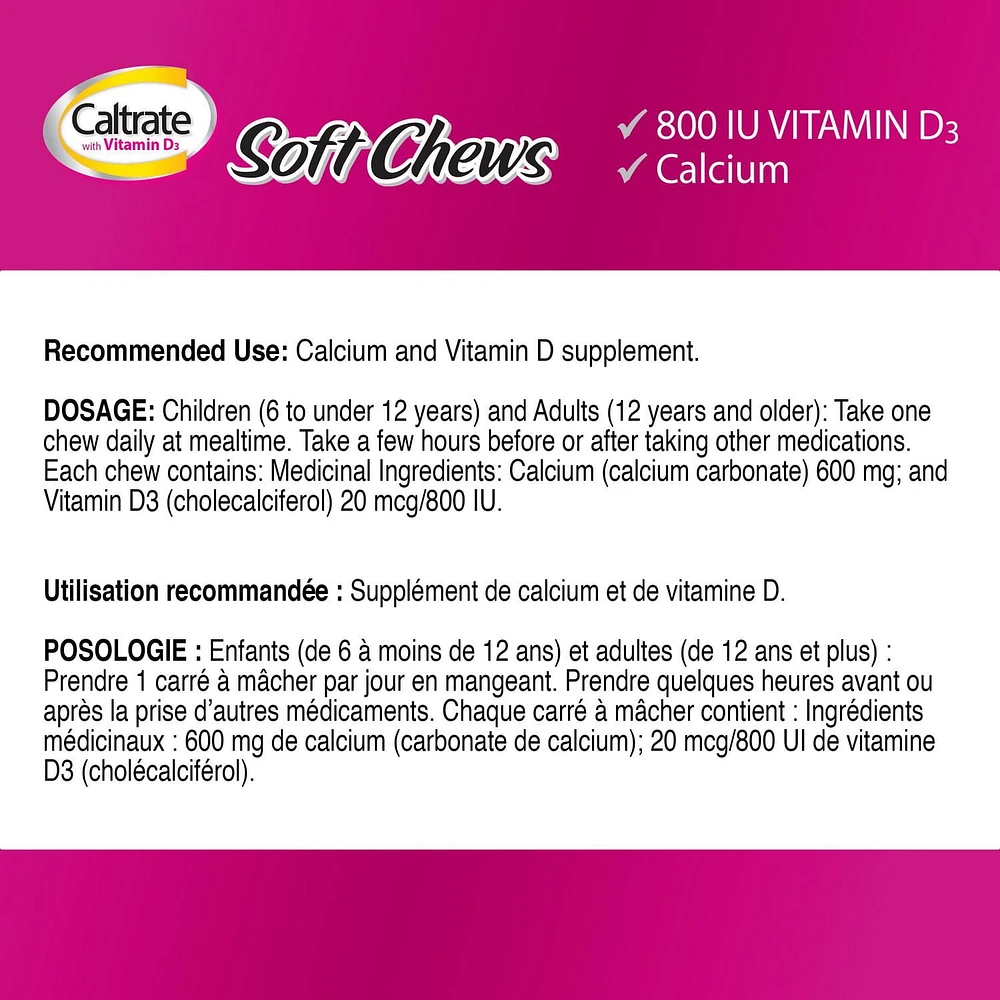 Caltrate Soft Chews Chocolate Vitamin D 60's, 60 Count