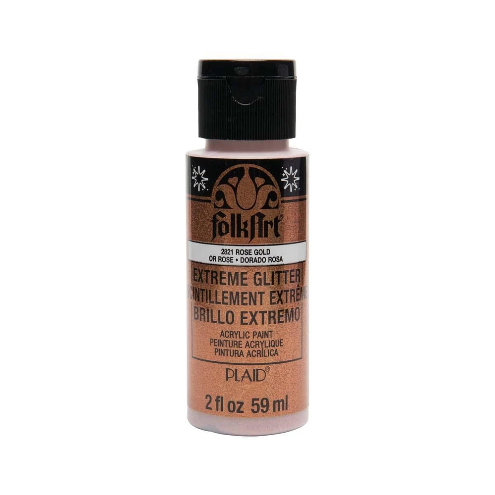 FolkArt Paillettes Extrêmes Or Rose Peinture Scintillante Extrême