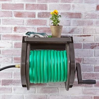 Liberty Garden 512 Wall Mounted Hose Reel with Shelf - Bronze