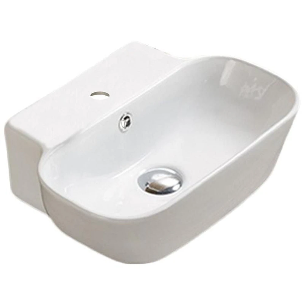 American Imaginations AI- 16,34 pouces Ensemble de vasque blanc au-dessus du comptoir W pour robinet central à 1 trou