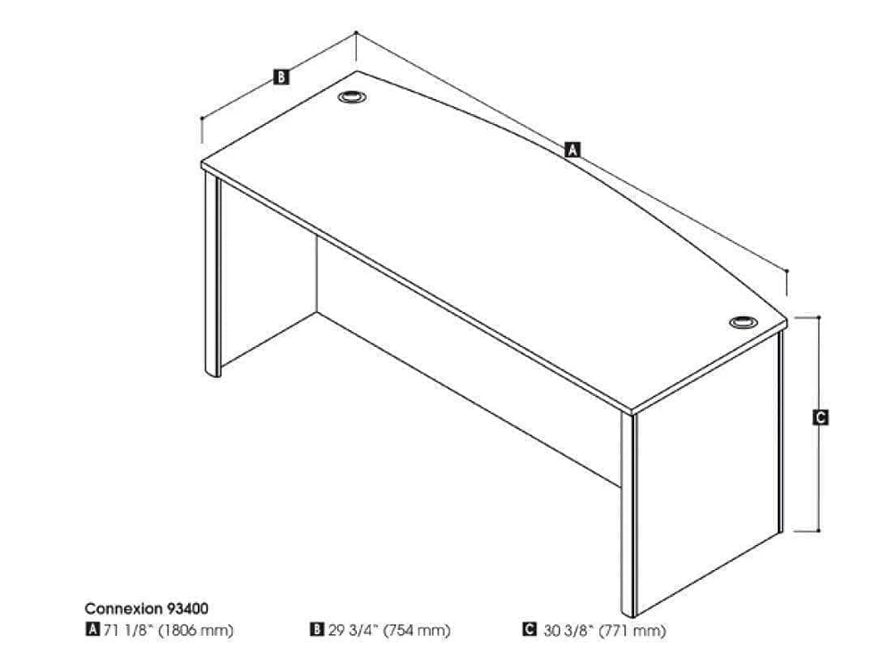 Bestar Connexion 71W Desk Shell in slate & sandstone