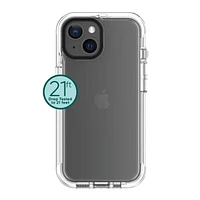 onn. Rugged Phone Case with Holster for iPhone 15 / iPhone 14 / iPhone 13 – Clear, Antimicrobial, 21 ft. Drop Protection