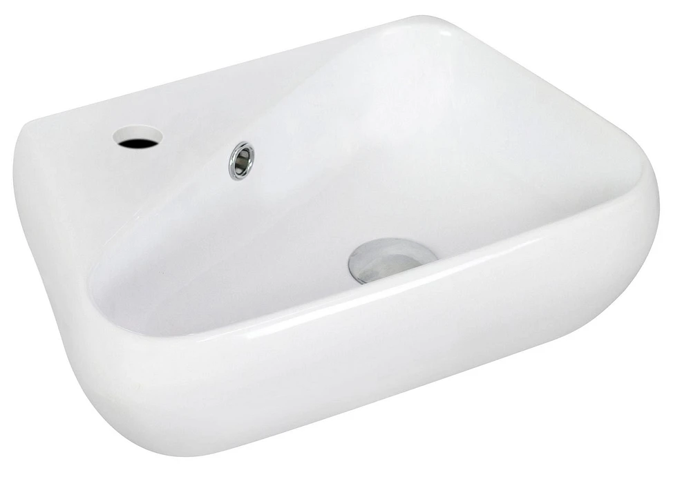 American Imaginations -in. W Wall Mount White Bathroom Vessel Sink Set For 1 Hole Left Faucet AI