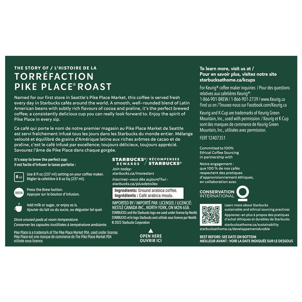 STARBUCKS® Pike Place® Roast Medium Roast Ground Coffee K-Cup® Pods 10 ct Box, 10 EA