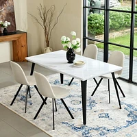 Ensembles de salle à manger Homy Casa - Table de 62.9 pouces et 4 chaises rembourrées pour salle à manger familiale Ensembles de 5 pièces pour 4-6 personnes