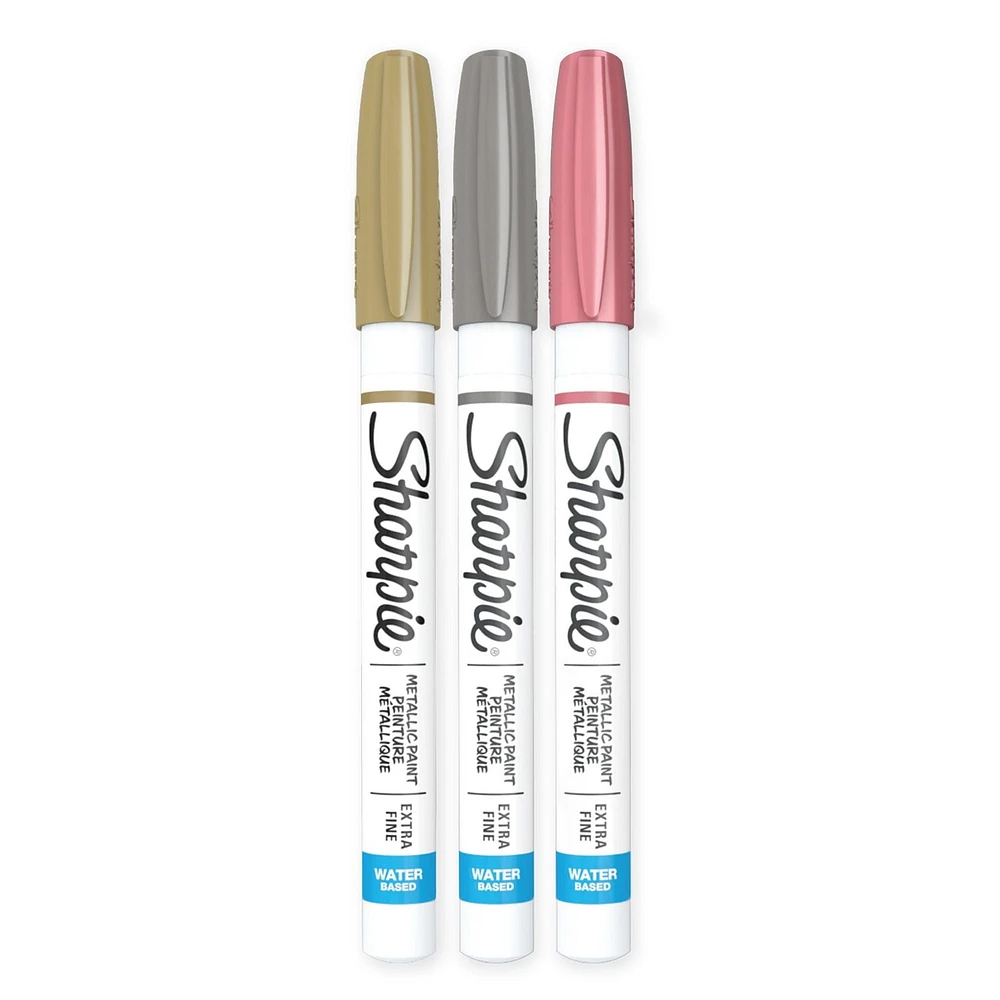 Sharpie Water-Based Paint Markers, Extra-Fine Point, Metallic Colours