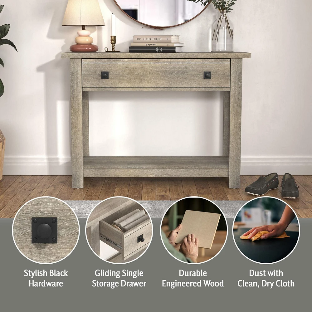Hillsdale Coover Table console en bois avec 1 tiroir