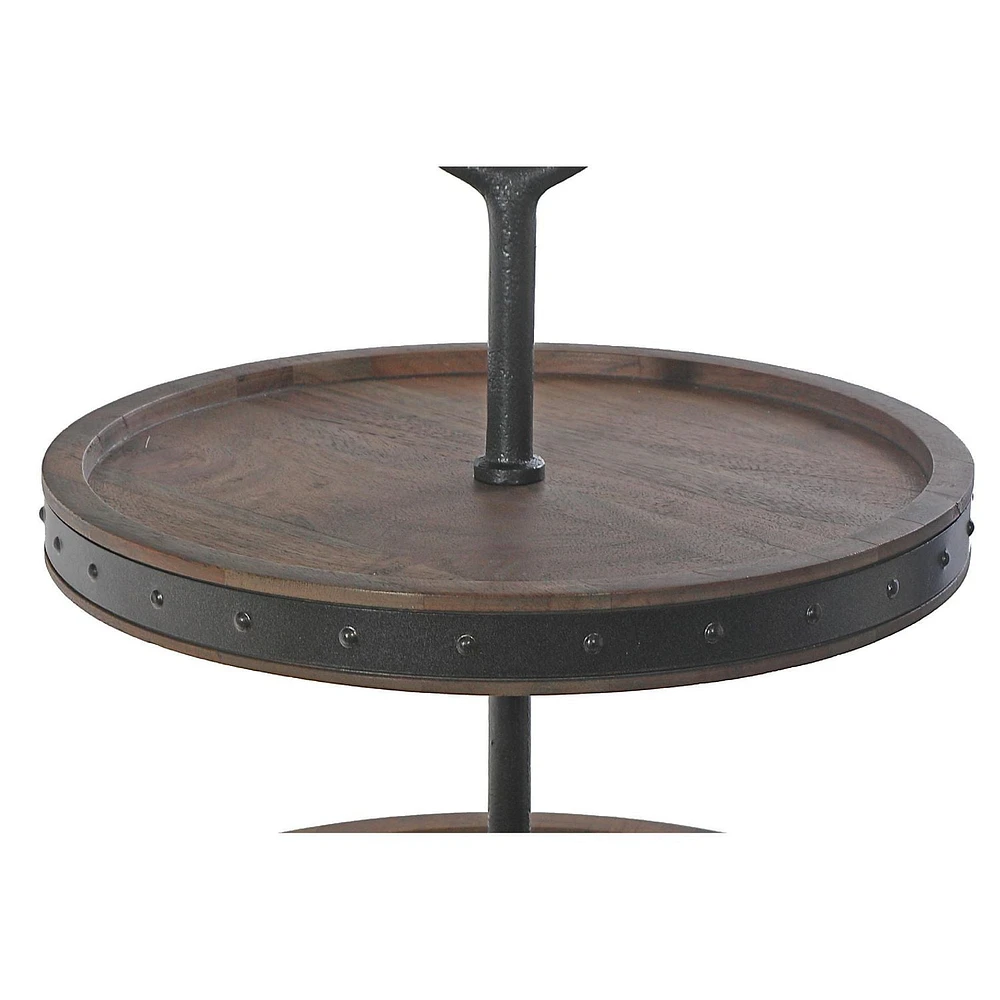 IH Casa Decor Wood Acacia Grey Avec Support De Gâteau À 2 Niveaux Riveté