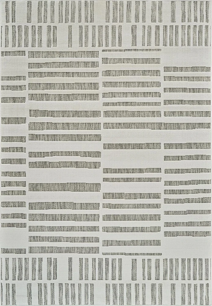 Tapis d'interieur exterieur abstrait Rug Branch Maise, beige creme, moderne - Entree, couloir, salle de bain et cuisine