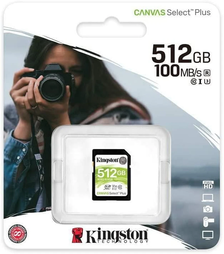 Kingston 512GB SDXC Canvas Select Plus 100R C10 UHS-I U3 V30 (SDS2/512GBCR)