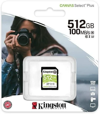 Kingston 512GB SDXC Canvas Select Plus 100R C10 UHS-I U3 V30 (SDS2/512GBCR)