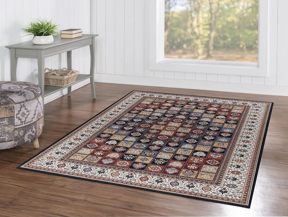 Tapis Emerald Barton noir & crème de 6 pi 7 po x 9 pi 7 po