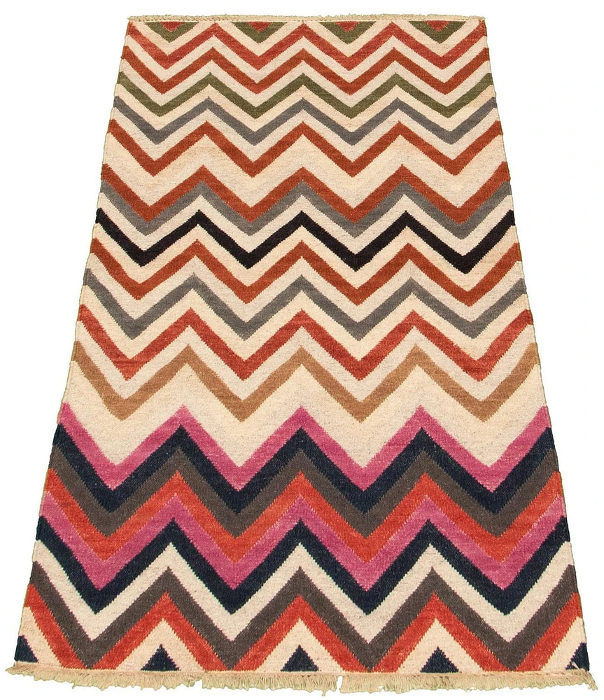 ECARPETGALLERY Tapis Fait à la Main pour Salon, Salle à Manger et Chambre à Coucher Géométrique Collection Vif et coloré 4'0" x 6'0" en Ivoire