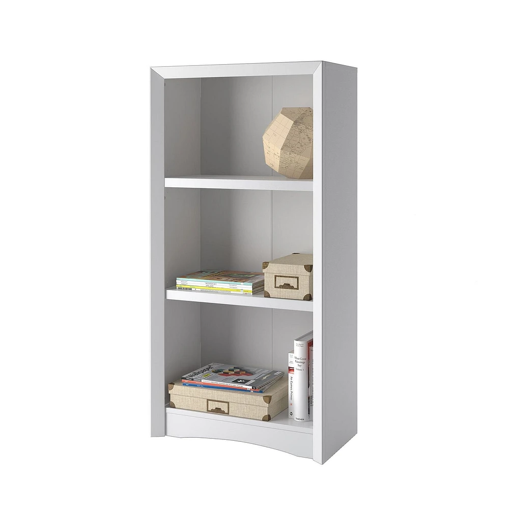 CorLiving Quadra 3-Tier Engineered Wood Adult Bookcase with 2 Adjustable Shelves