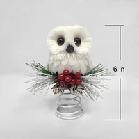 Holiday Time 6" White Owl Mini Christmas Tree Topper