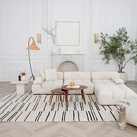 Tapis d'interieur abstrait Rug Branch Domus, creme noir, moderne - Salon, chambre, salle a manger et cuisine<br>