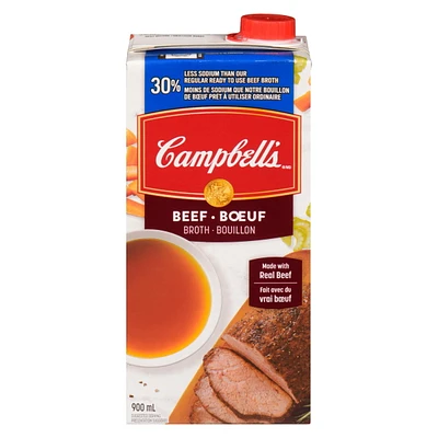Bouillon de bœuf Campbell'sMD prêt à utiliser, 30 % moins de sodium, longue conservation 900 ml