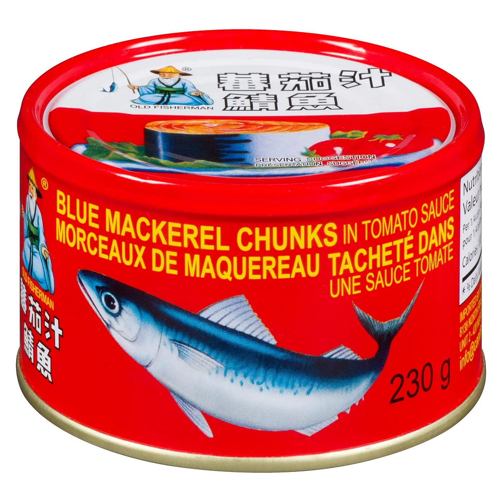 OLD FISHERMAN BLUE MACKEREL CHUNKS IN TOMATO SAUCE, 230 g