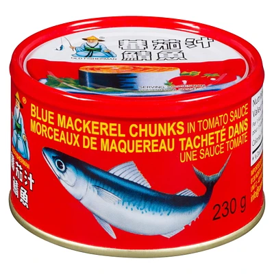 OLD FISHERMAN BLUE MACKEREL CHUNKS IN TOMATO SAUCE, 230 g
