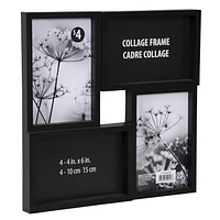 Gally 4 Opening Black Collage Picture Frame, Holds 4 - 4" x 6" Photos