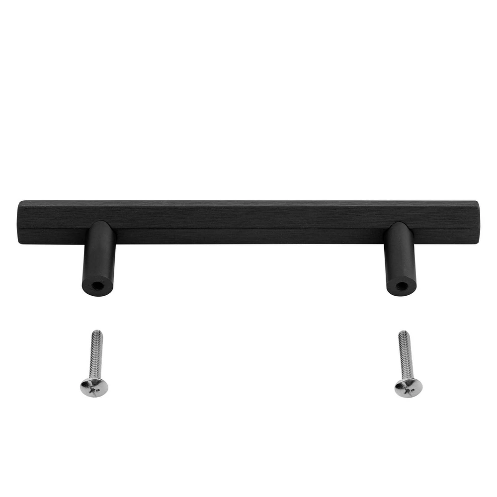 Era Hexagone Paquet de 2 Poignée Noire Brossée 5.90 x 0.47 x 1.30 po.