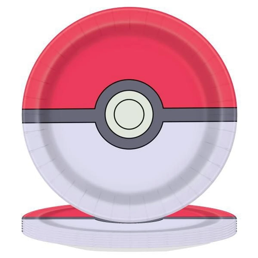 Assiettes à dessert rondes Pokémon de 7 po, 8 ct Diamètre 17,1 cm