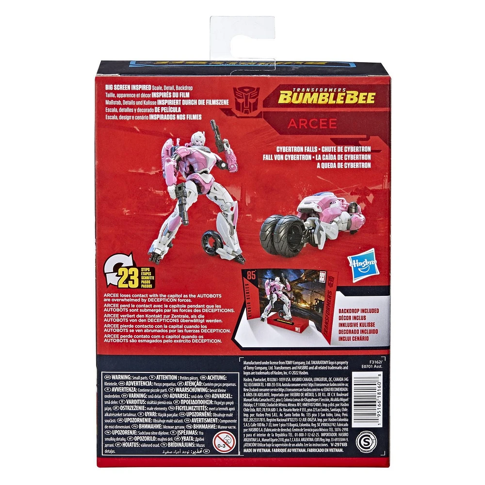 Transformers Studio Series 85, figurine Arcee classe Deluxe de 11 cm du film Transformers : Bumblebee, à partir de 8 ans