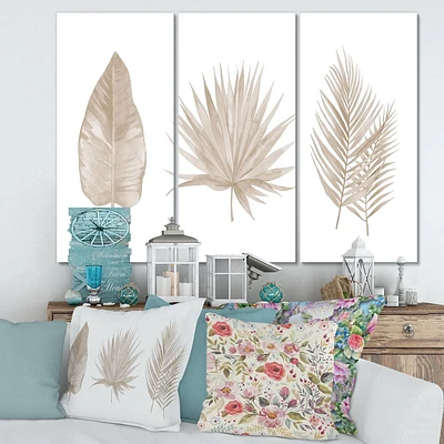 Designart Feuilles Tropicales Beiges Art mural sur toile