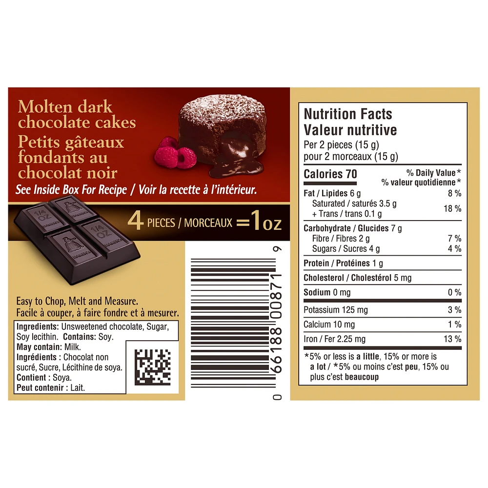 Baker's Premium 70% Dark Chocolate Baking Bar, 170g