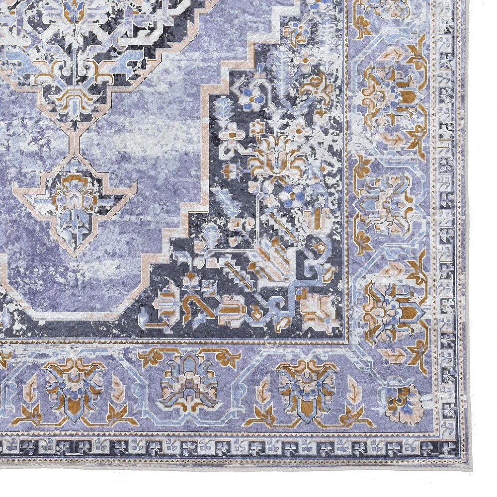 Tapis Emerald Canton bleu & ivoire de 6 pi 7 po x 9 pi 7 po