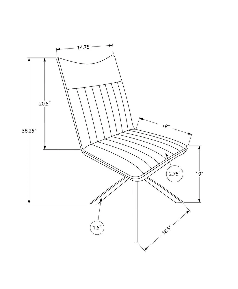 Monarch Specialties Chaise, Lot De 2, Côté, Rembourré, Cuisine, Salle À Manger, Pu D'aspect Cuir, Métal, Noir, Contemporain, Moderne