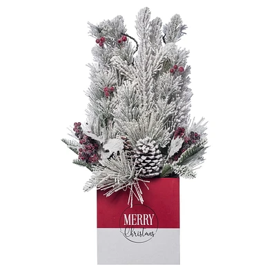 Holiday Time Red and White Merry Christmas Tree Porch Decoration
