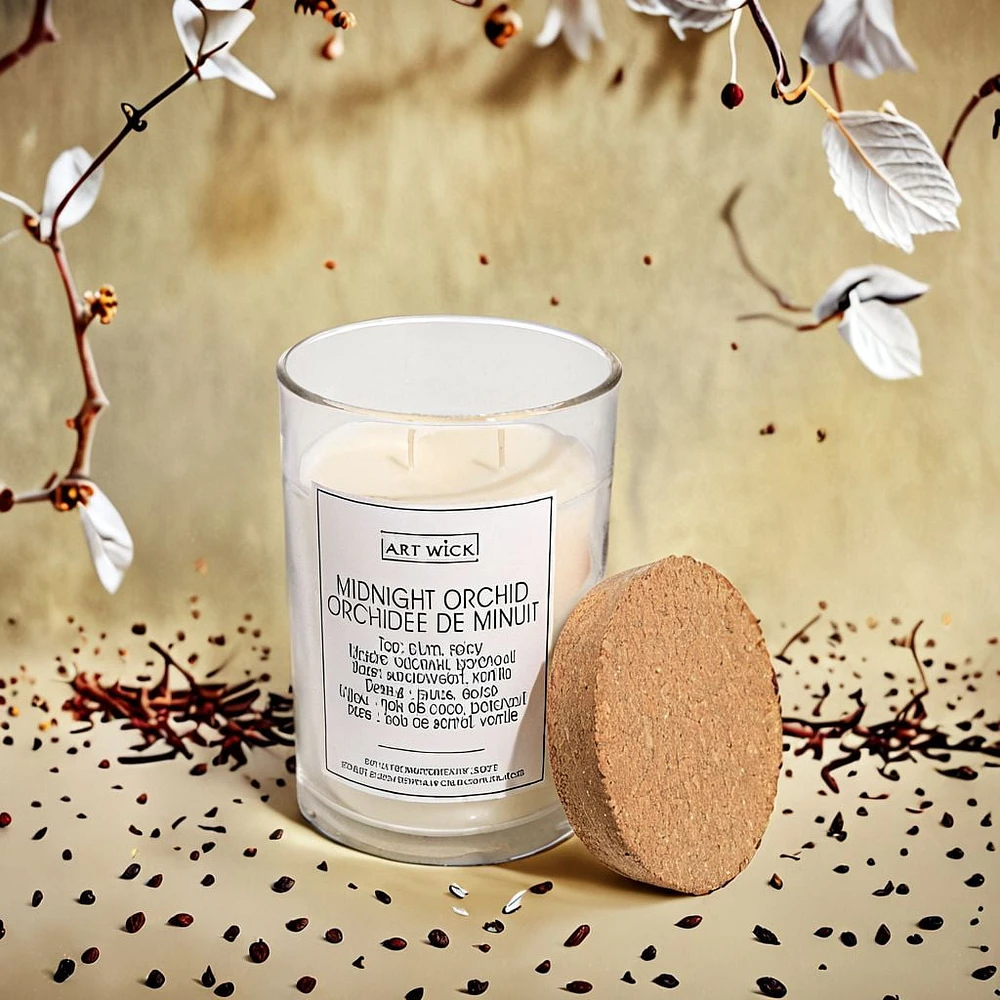 Art Wick 18OZ MIDNIGHT ORCHID Cire de soja mélangée bougie parfumée, 2 mèche de coton · 18oz<br>· 510g<br>· 1 paquet