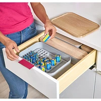 iDesign Gray Eco BPA-Free Recycled Plastic Divided Battery Organizer Insert - 7.6" x 11.1" x 1"