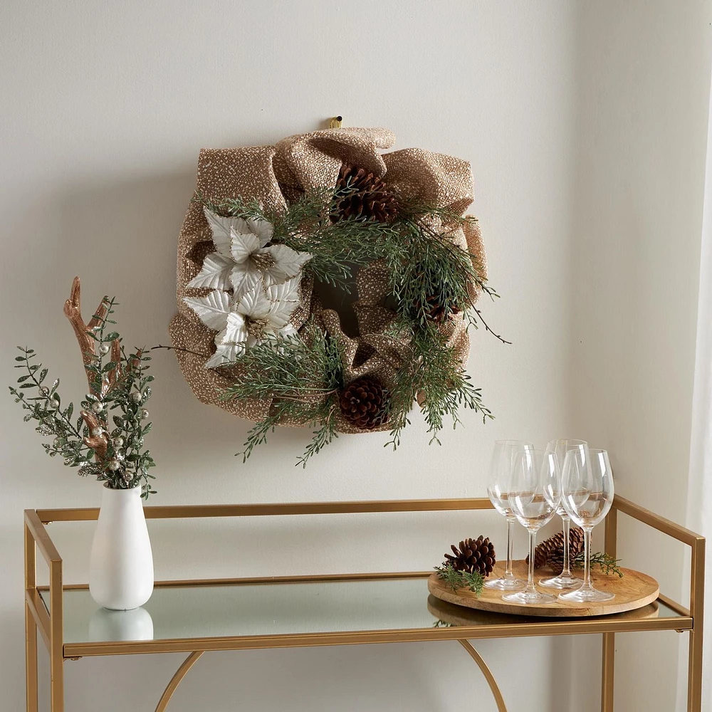 Couronne en maille de toile de jute Holiday Time, 20 po