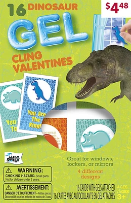 Mello Smello 16CT Dinosaur Gel Cling Valentines Kiddie Cards