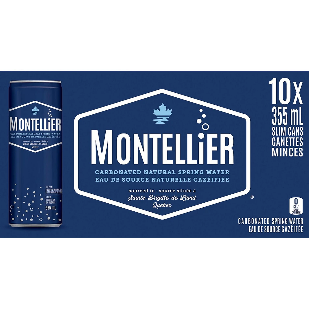 Montellier Sparkling Water, 355 mL Cans, 10 Pack, 10x355mL