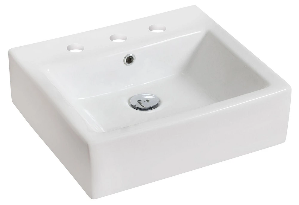 in. W Above Counter White Bathroom Vessel Sink Set For 3H8-in. Center Faucet AI