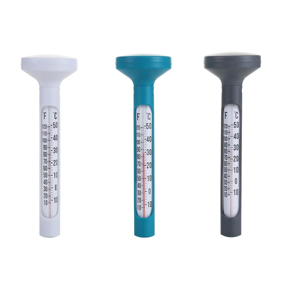 Mainstays Floating Pool Thermometer in Teal Sachet, Grey, and White - Analog