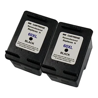 L-ink HP 60XL Pack de 2 Cartouches à Jet d'encres Noir à Rendement Élevé Compatible (CC641WN)