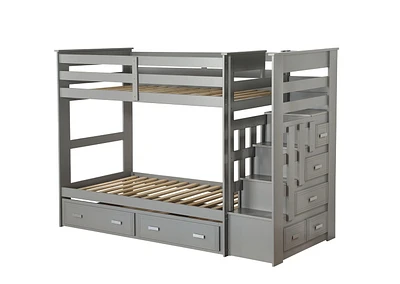 ACME Allentown Twin/Twin Bunk Bed w/Storage Ladder & Trundle in Gray
