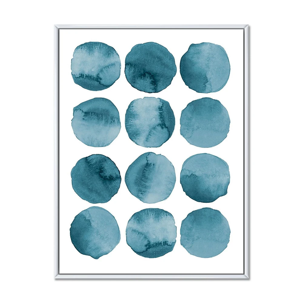 Designart cercles aigue-marine éléments géométriques bleus ART MURAL À CADRE FLOTT
