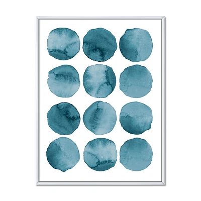 Designart cercles aigue-marine éléments géométriques bleus ART MURAL À CADRE FLOTT