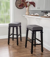 Tabouret de Bar Brady Dos Nu en Tweed Noir et Blanc