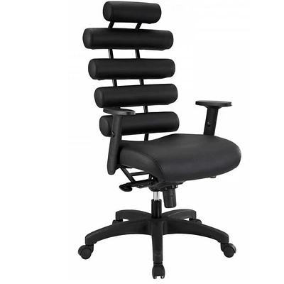 Chaise de bureau Argo pivotante en simili cuir, coussin enroulé le long du dossier