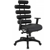 Chaise de bureau Argo pivotante en simili cuir, coussin enroulé le long du dossier