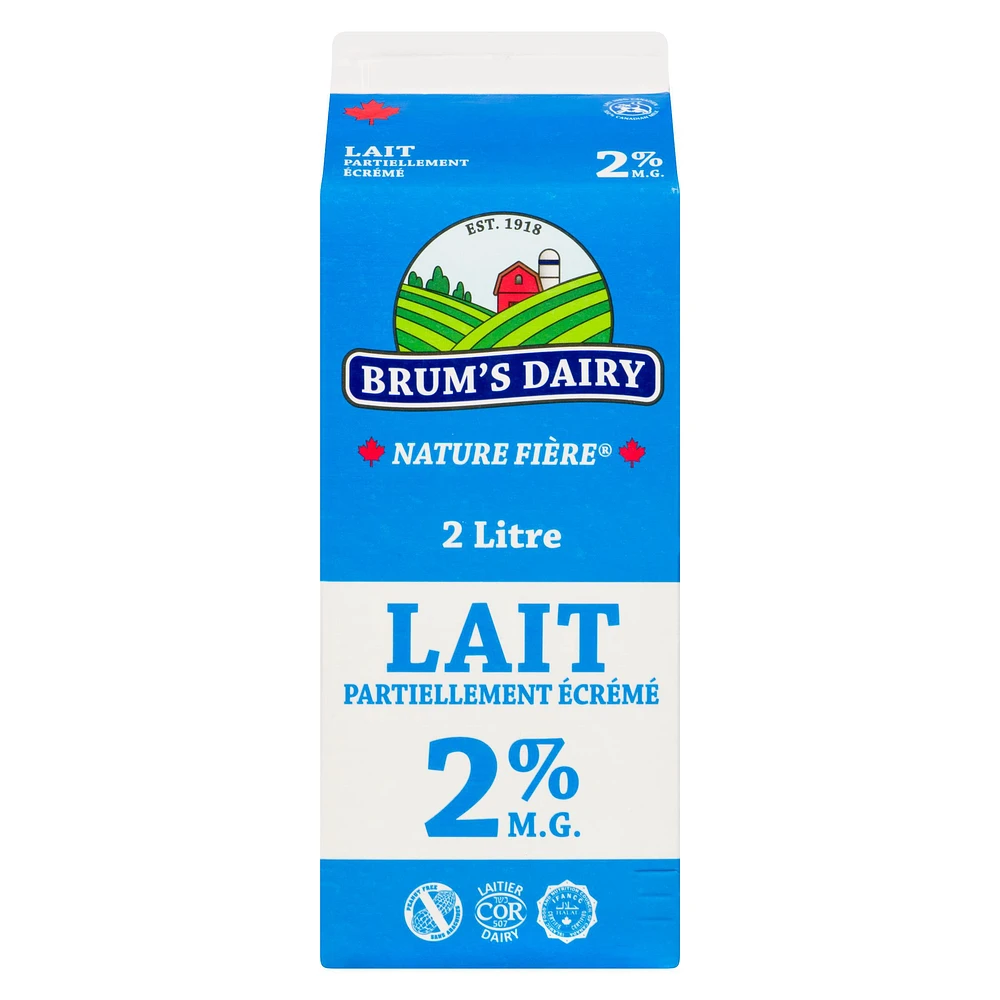 Brum's 2% M.F Partly Skimmed Milk.